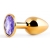 Золотистая анальная пробка с фиолетовым стразом - 7,2 см. - Anal Jewelry Plug - купить с доставкой в Миассе