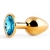 Золотистая анальная пробка с голубым стразом - 7,2 см. - Anal Jewelry Plug - купить с доставкой в Миассе