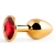 Золотистая анальная пробка с красным стразом - 7,2 см. - Anal Jewelry Plug - купить с доставкой в Миассе