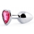 Серебристая анальная пробка с розовым кристаллом-сердечком - 7 см. - Anal Jewelry Plug - купить с доставкой в Миассе