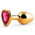 Золотистая анальная пробка с малиновым кристаллом-сердечком - 7 см. - Anal Jewelry Plug - купить с доставкой в Миассе