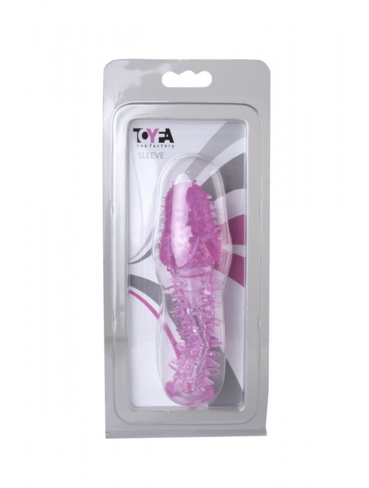 Закрытая насадка розового цвета с шипами и точками - 13,5 см. - Toyfa Basic - в Миассе купить с доставкой