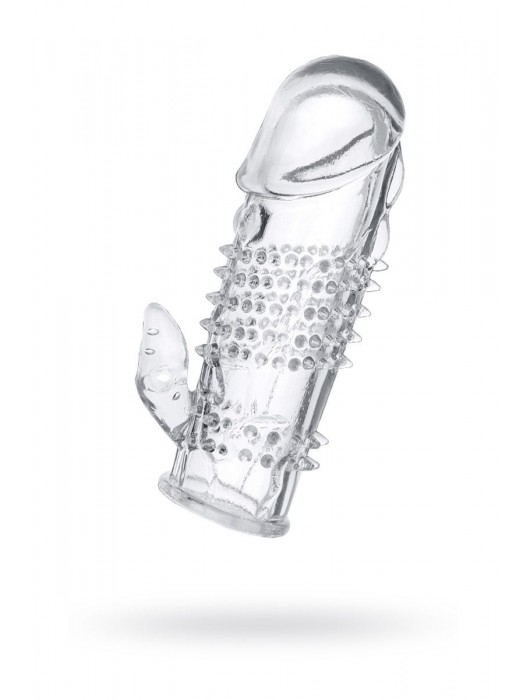 Прозрачная гелевая насадка с шипами и клиторальным отростком - 13 см. - Toyfa Basic - в Миассе купить с доставкой