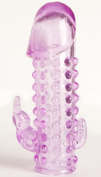 Закрытая фиолетовая насадка с 2 отростками - 13 см. - Toyfa Basic - в Миассе купить с доставкой