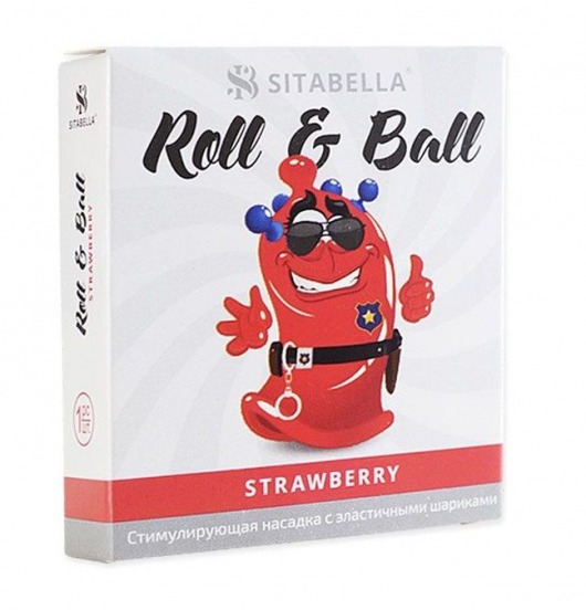 Стимулирующий презерватив-насадка Roll   Ball Strawberry - Sitabella - купить с доставкой в Миассе