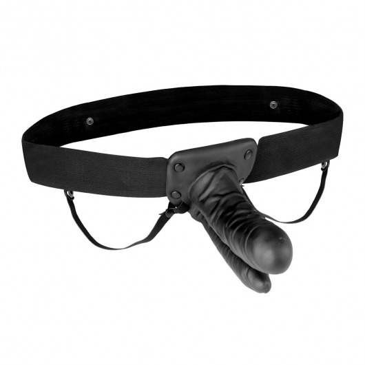 Полый страпон с двумя отростками и вибрацией Unisex Vibrating Hollow Strap-On Double Penetrating Dildo - 17,8 см. - Lux Fetish - купить с доставкой в Миассе