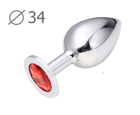 Коническая серебристая анальная втулка с красным кристаллом - 8,2 см. - Anal Jewelry Plug - купить с доставкой в Миассе