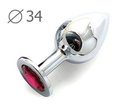 Коническая серебристая анальная втулка с малиновым кристаллом - 8,2 см. - Anal Jewelry Plug - купить с доставкой в Миассе
