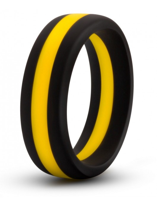 Черно-желтое силиконовое эрекционное кольцо Silicone Go Pro Cock Ring - Blush Novelties - в Миассе купить с доставкой