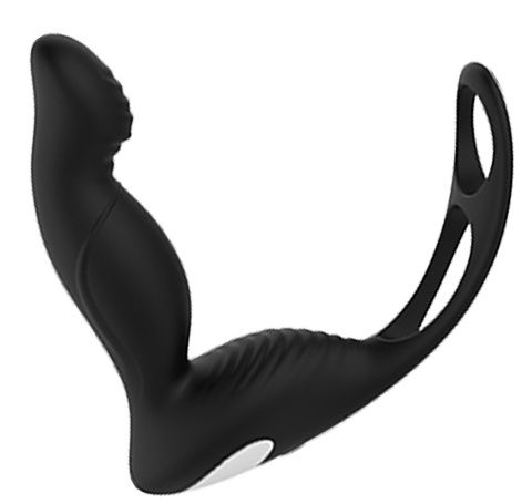 Черный вибромассажер простаты P-PLEASER W ERECTION ENHANCE - Dream Toys - в Миассе купить с доставкой