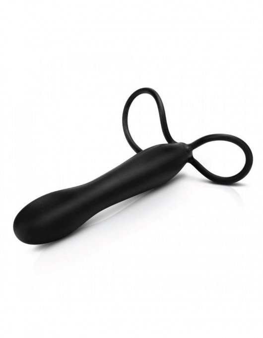 Черная насадка на пенис для двойной стимуляции Mojo BlackJack - 15 см. - Seven Creations - в Миассе купить с доставкой