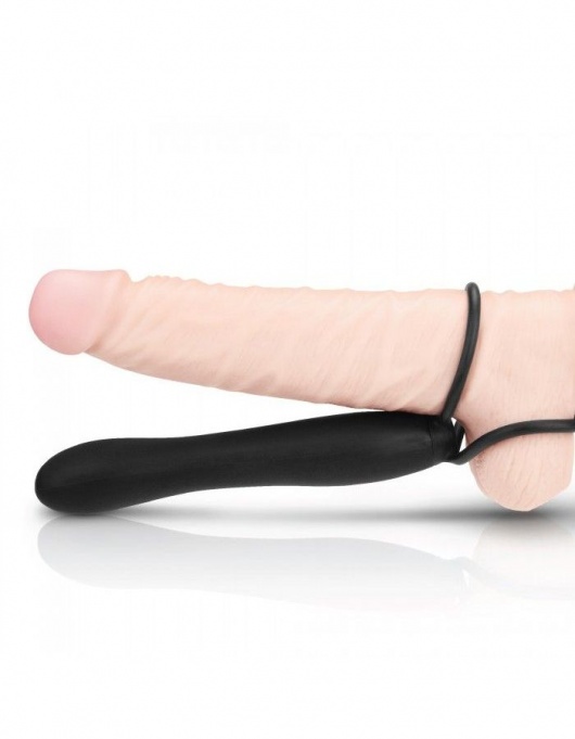 Черная насадка на пенис для двойной стимуляции Mojo BlackJack - 15 см. - Seven Creations - в Миассе купить с доставкой