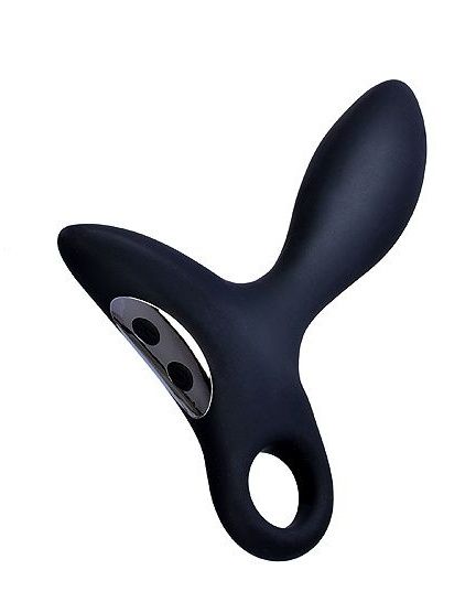 Черный силиконовый анальный вибромассажер Erokey с колечком-ограничителем - Erokay - в Миассе купить с доставкой