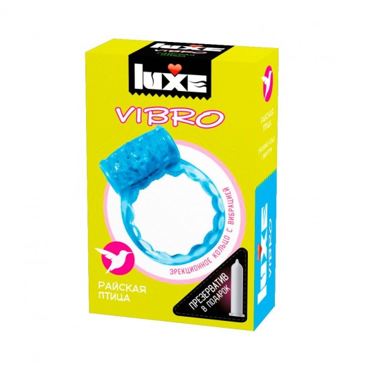 Голубое эрекционное виброкольцо Luxe VIBRO  Райская птица  + презерватив - Luxe - в Миассе купить с доставкой