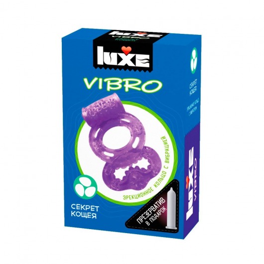 Фиолетовое эрекционное виброкольцо Luxe VIBRO  Секрет Кощея  + презерватив - Luxe - в Миассе купить с доставкой