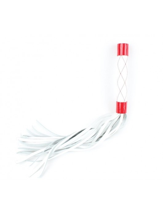 Бело-красная плеть средней длины с ручкой - 44 см. - БДСМ Арсенал - купить с доставкой в Миассе