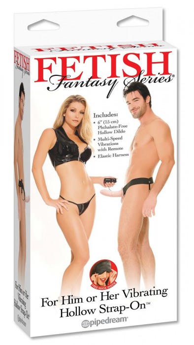 Полый страпон унисекс телесного цвета с вибрацией For Him or Her ​Vibrating Hollow Strap-On - 15 см. - Pipedream - купить с доставкой в Миассе