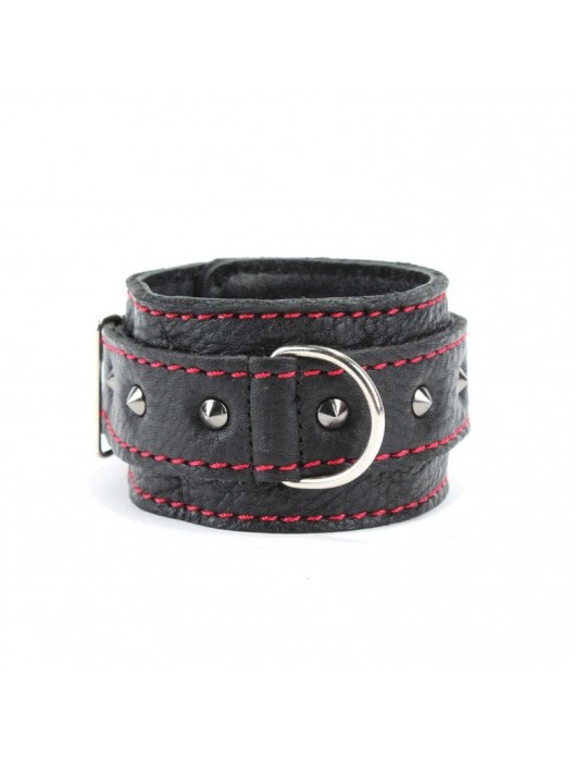 Черные оковы с шипами и контрастной строчкой - БДСМ Арсенал - купить с доставкой в Миассе