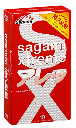Утолщенные презервативы Sagami Xtreme Feel Long с точками - 10 шт. - Sagami - купить с доставкой в Миассе