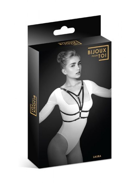 Черная упряжь на грудь Laura - Bijoux Pour Toi - купить с доставкой в Миассе