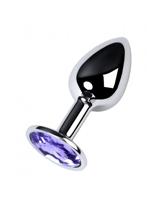 Серебристая конусовидная анальная пробка с фиолетовым кристаллом - 7 см. - ToyFa - купить с доставкой в Миассе