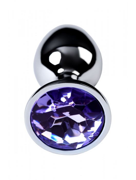 Серебристая конусовидная анальная пробка с фиолетовым кристаллом - 7 см. - ToyFa - купить с доставкой в Миассе
