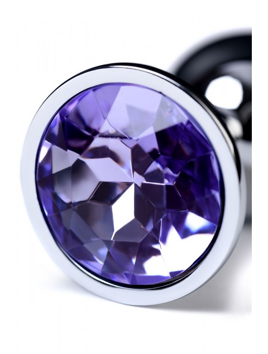 Серебристая конусовидная анальная пробка с фиолетовым кристаллом - 7 см. - ToyFa - купить с доставкой в Миассе