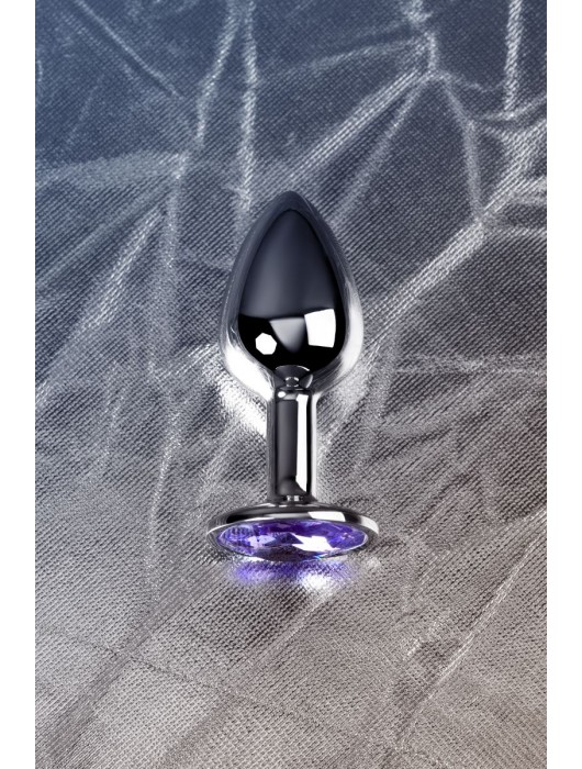 Серебристая конусовидная анальная пробка с фиолетовым кристаллом - 7 см. - ToyFa - купить с доставкой в Миассе