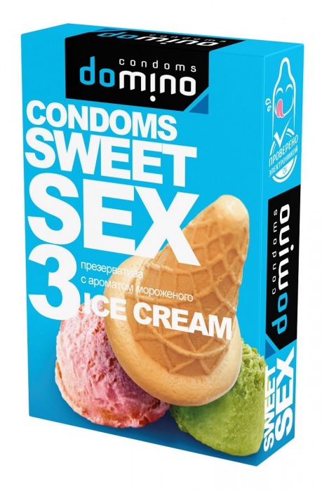 Презервативы для орального секса DOMINO Sweet Sex с ароматом мороженого - 3 шт. - Domino - купить с доставкой в Миассе