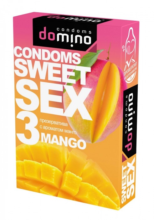Презервативы для орального секса DOMINO Sweet Sex с ароматом манго - 3 шт. - Domino - купить с доставкой в Миассе