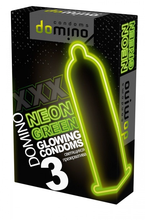 Презервативы DOMINO Neon Green со светящимся в темноте кончиком - 3 шт. - Domino - купить с доставкой в Миассе