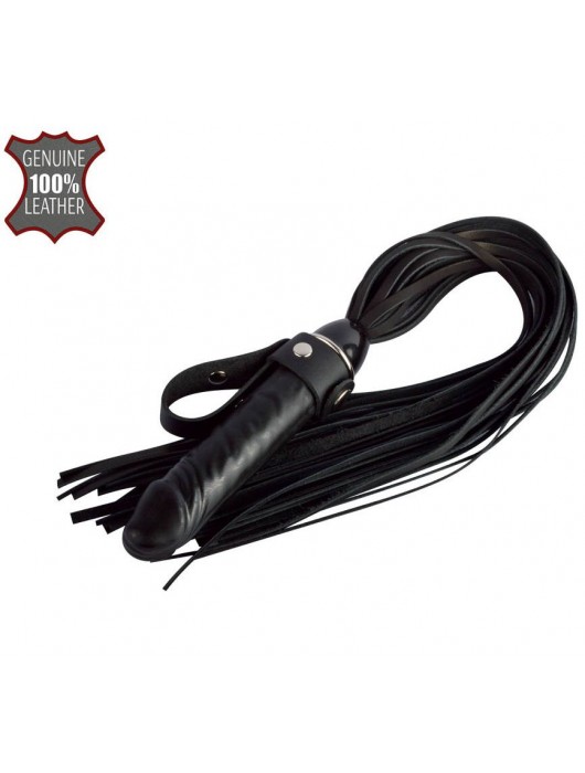 Черная плеть  Ковбой  с ручкой-фаллосом - 55 см. - Sitabella - купить с доставкой в Миассе