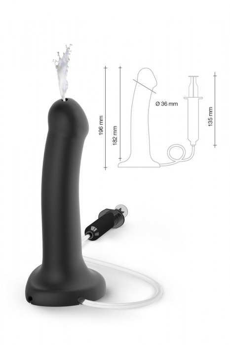 Черный фаллос с имитацией эякуляции Silicon Cum Dildo L - 19,6 см. - Strap-on-me - купить с доставкой в Миассе