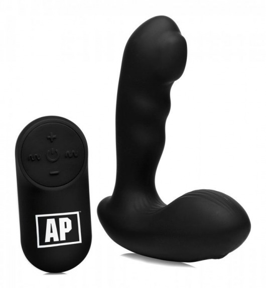 Черный стимулятор простаты Alpha-Pro 7X P-Milker Silicone Prostate Stimulator with Milking Bead - XR Brands - в Миассе купить с доставкой