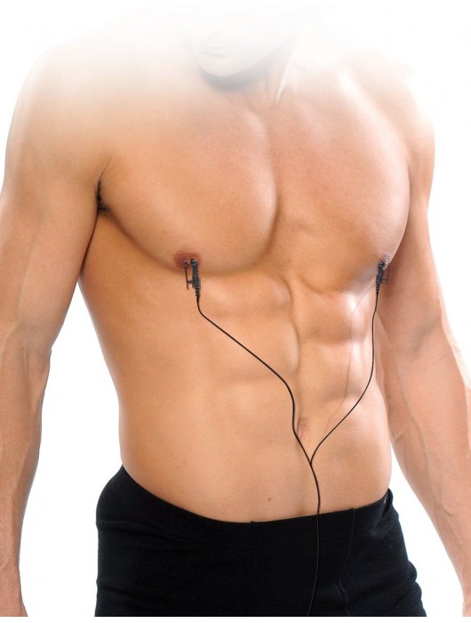 Черные электрические зажимы для сосков Shock Therapy Nipple Clamps - Pipedream - купить с доставкой в Миассе