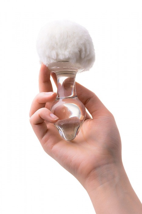 Стеклянная анальная втулка с хвостиком - 9,5 см. - Sexus - купить с доставкой в Миассе