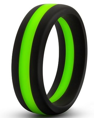 Черно-зеленое эрекционное кольцо Silicone Go Pro Cock Ring - Blush Novelties - в Миассе купить с доставкой