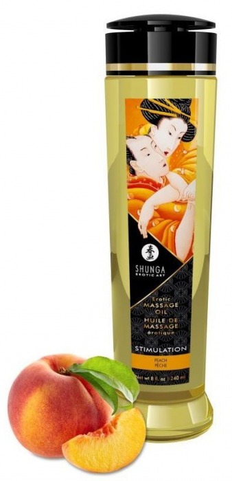 Массажное масло для тела с ароматом персика Stimulation - 240 мл. - Shunga - купить с доставкой в Миассе