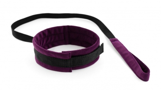 Фиолетово-черный ошейник My Rules с поводком - БДСМ Арсенал - купить с доставкой в Миассе