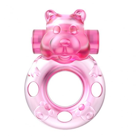 Розовое эрекционное виброкольцо на пенис Pink Bear - Baile - в Миассе купить с доставкой