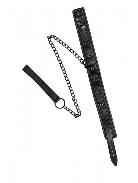 Черный ошейник с поводком Kinky - Lola Games - купить с доставкой в Миассе