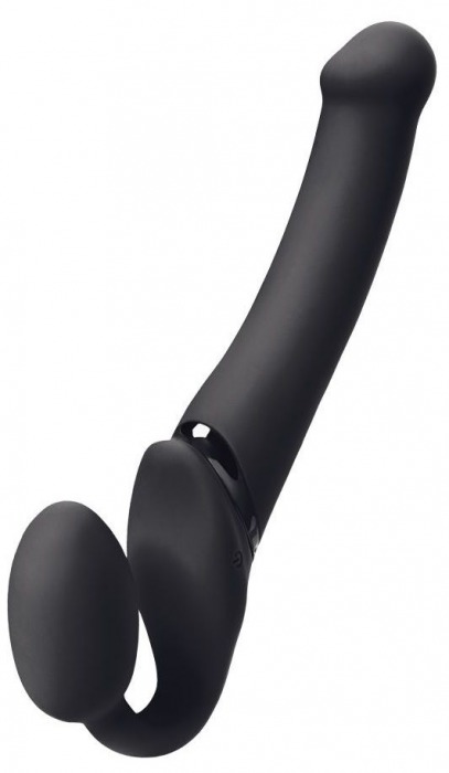 Черный безремневой вибрострапон Silicone Bendable Strap-On M - Strap-on-me - купить с доставкой в Миассе