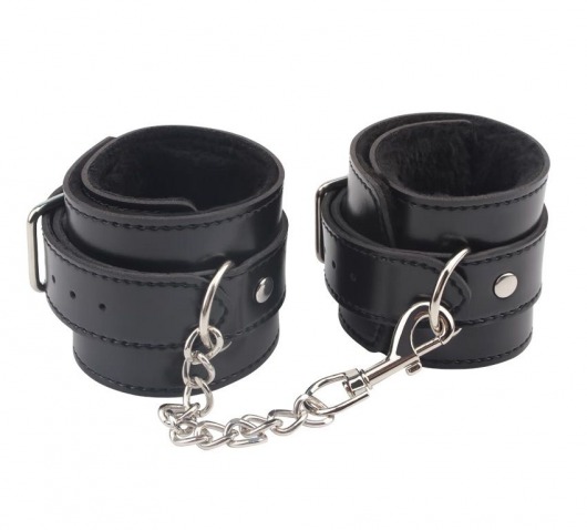 Черные оковы на ноги Obey Me Leather Ankle Cuffs - Chisa - купить с доставкой в Миассе
