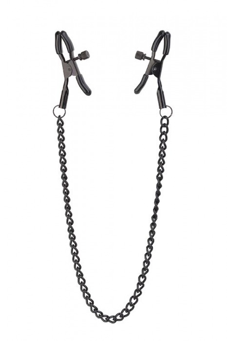 Черные зажимы на соски на цепочке BLAZE DELUXE NIPPLE CLAMPS - Dream Toys - купить с доставкой в Миассе
