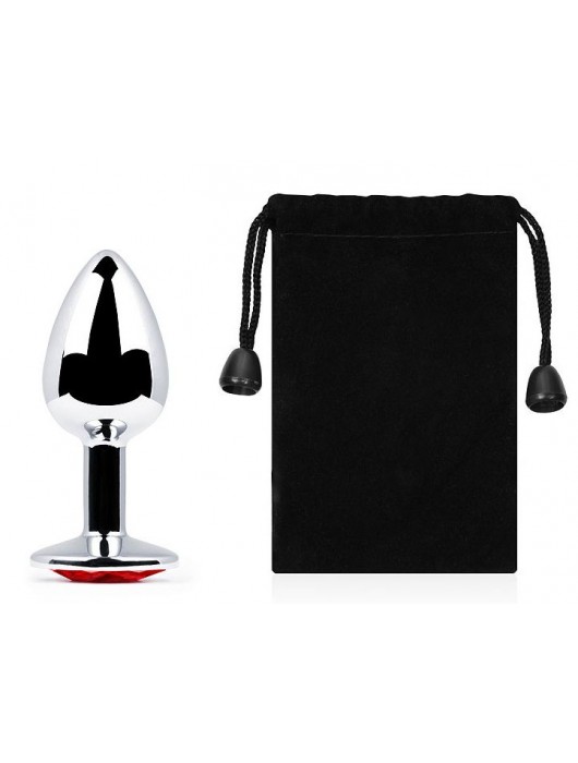 Серебристая анальная пробка с красным стразом - 7,2 см. - Anal Jewelry Plug - купить с доставкой в Миассе