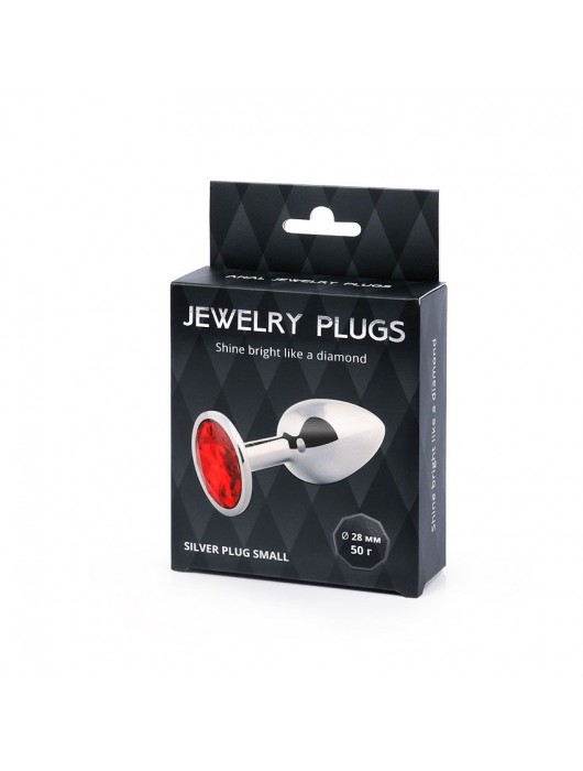 Серебристая анальная пробка с красным стразом - 7,2 см. - Anal Jewelry Plug - купить с доставкой в Миассе