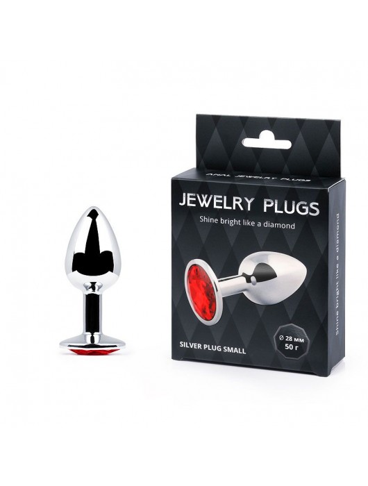 Серебристая анальная пробка с красным стразом - 7,2 см. - Anal Jewelry Plug - купить с доставкой в Миассе