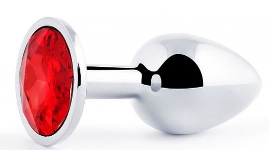 Серебристая анальная пробка с красным стразом - 7,2 см. - Anal Jewelry Plug - купить с доставкой в Миассе