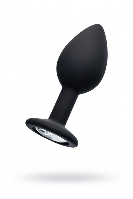 Черная анальная втулка с прозрачным стразом - 7,2 см. - POPO Pleasure - купить с доставкой в Миассе