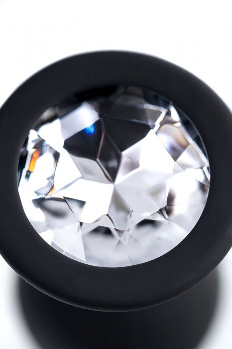 Черная анальная втулка с прозрачным стразом - 7,2 см. - POPO Pleasure - купить с доставкой в Миассе